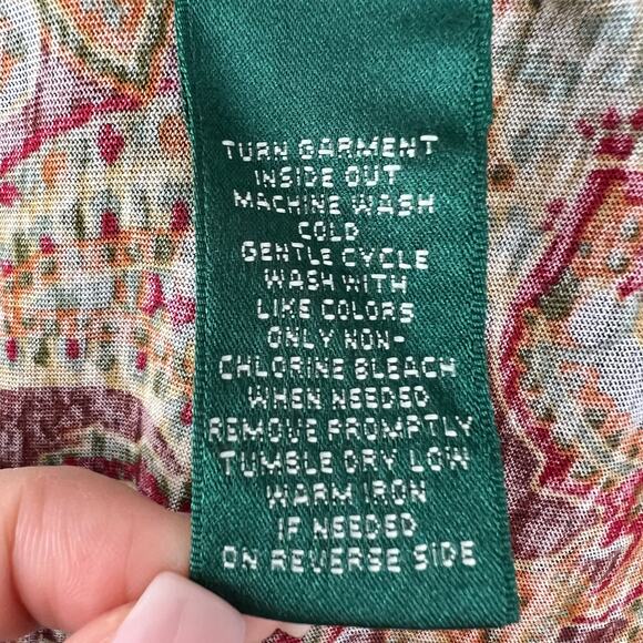 Lauren Ralph Lauren Multicolor Paisley Round Neck 3/4 Sleeve Peasant Top Plus 2X - Picture 8 of 9